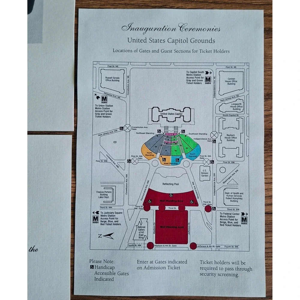 1993 Clinton Gore Congressional Inauguration Invitation Program Portraits Map - Picture 6 of 7